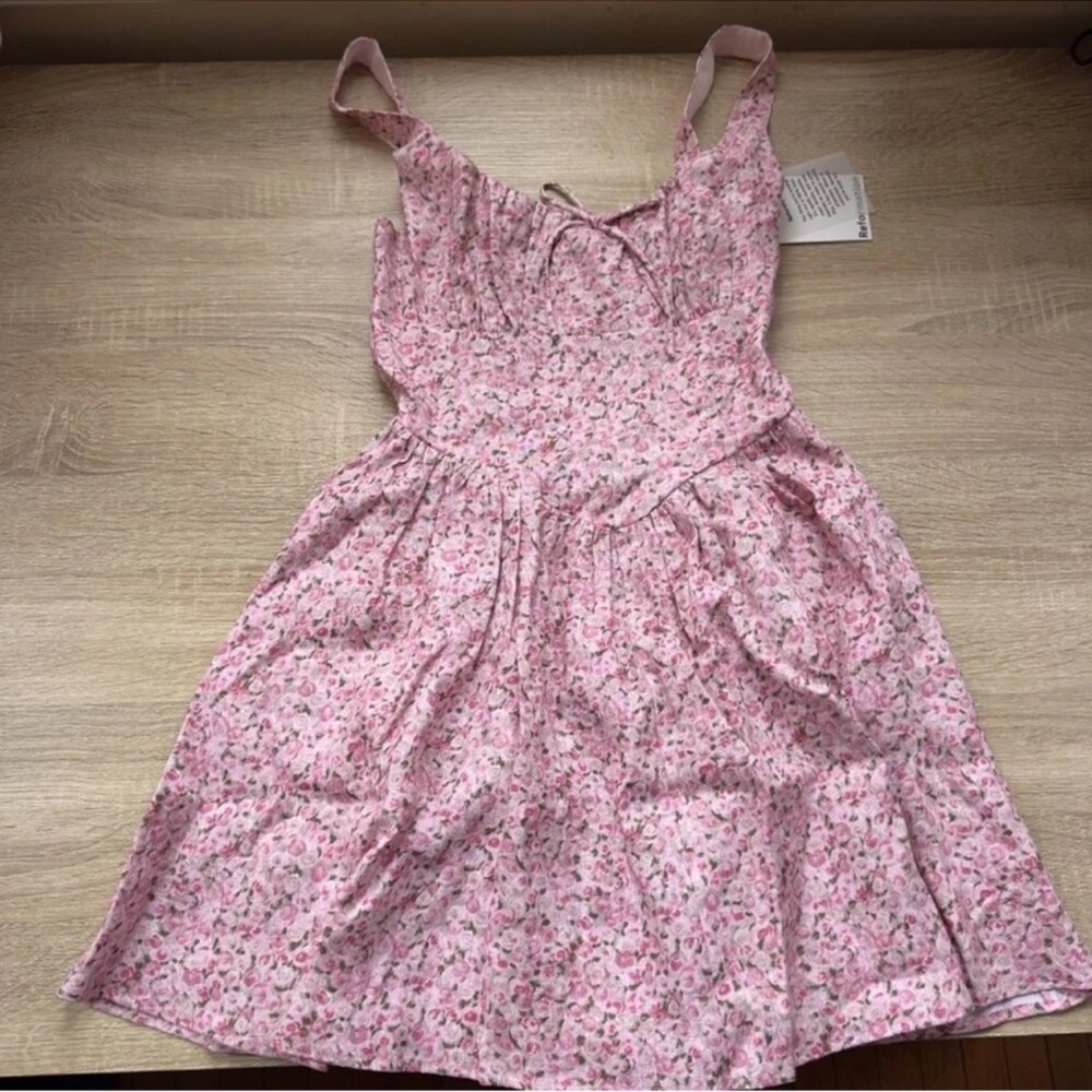 NWT Reformation Daria Mini Linen Dress Pink Floral Rosin 4 - Picture 3 of 14